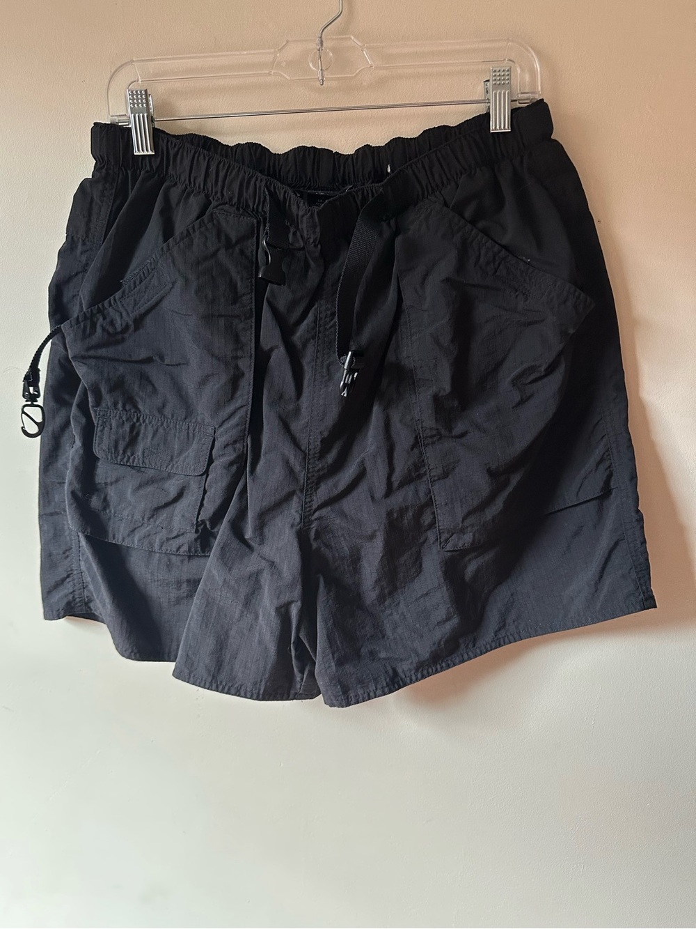 ✨5/$25 Lands End Black Nylon Hiking Shorts Womens Size Large Outdoors Gorpcore
